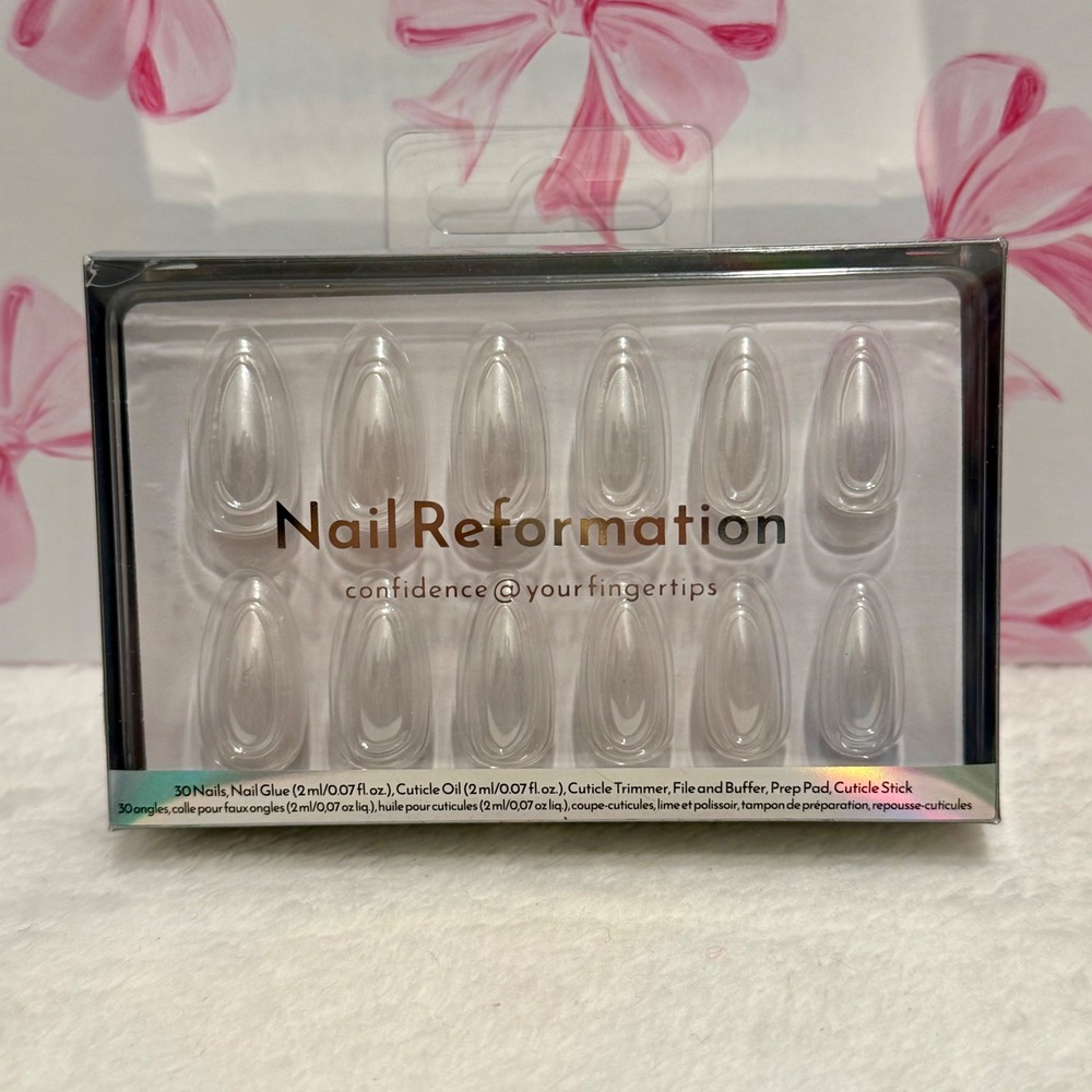 Nail Reformation 30 Piece Almond Shape Press On Nails Kit White 3D print